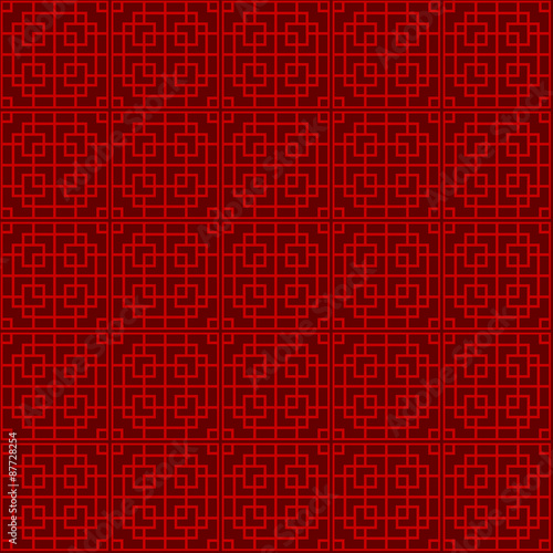 Seamless Chinese window tracery lattice square geometry pattern background.
