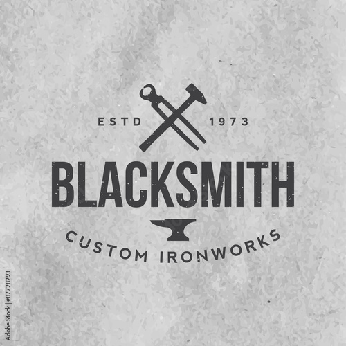 blacksmith emblem with grunge texture on old paper background