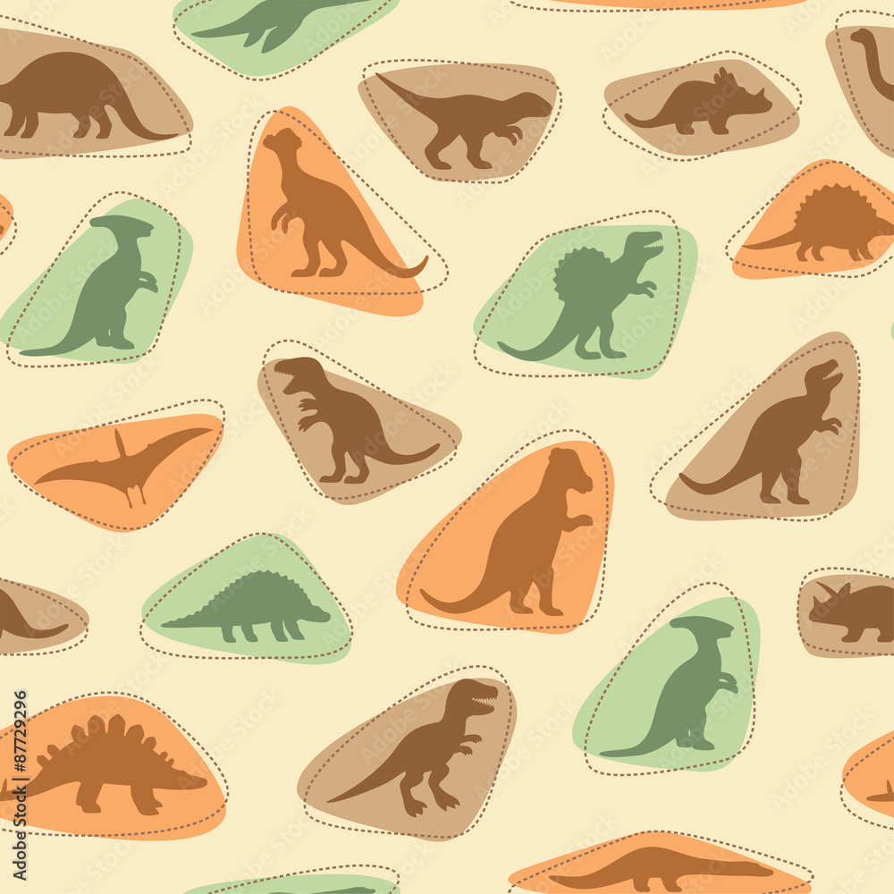 vector set silhouettes of dinosaur,animal illustration, retro pattern background