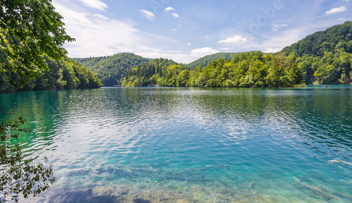 Landscape on the lake Kozjak. Sunny day.