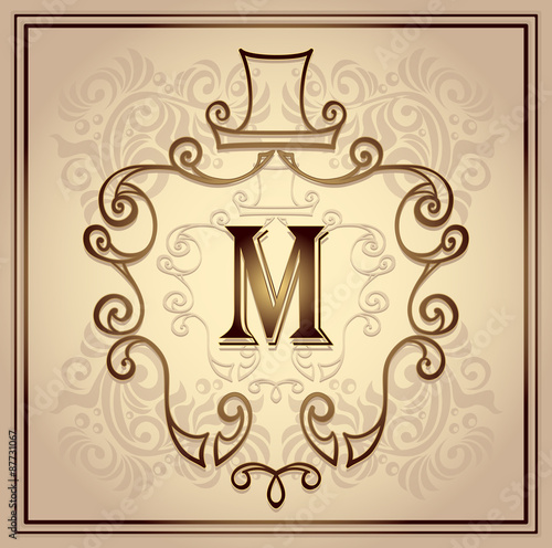 Monogram frame for men on beige 
