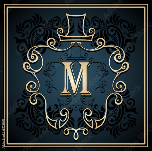 Monogram frame for men on black 