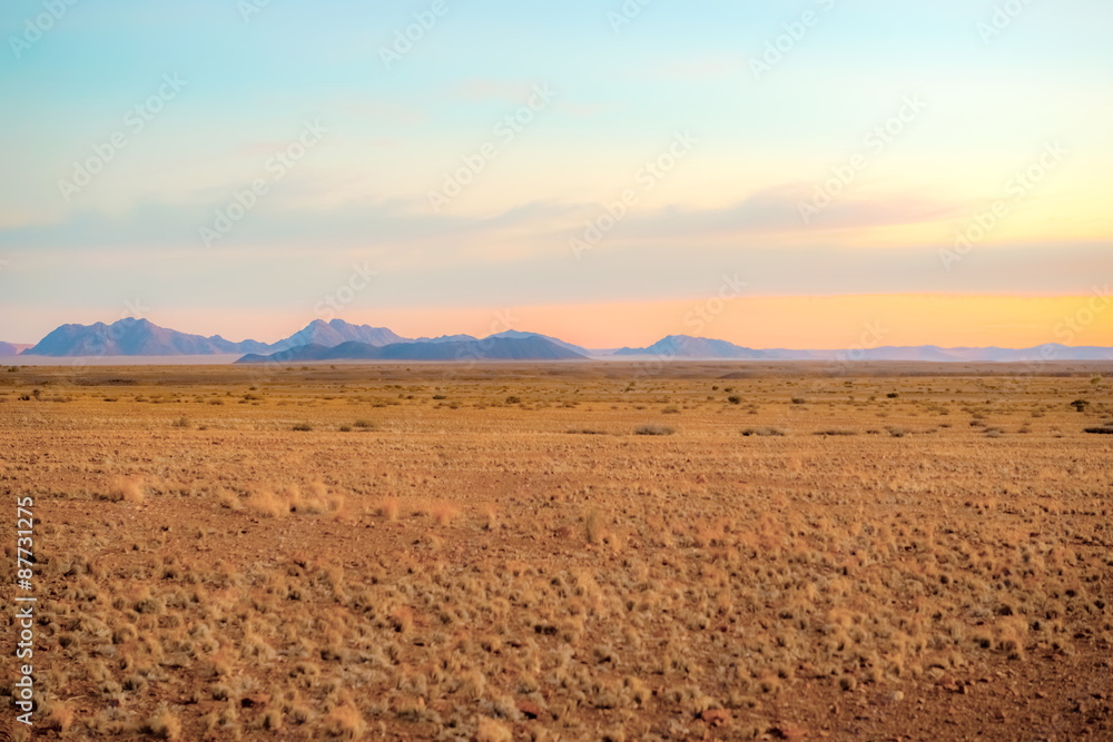 Sunset  at Sossus Dune Lodges in Namibia.