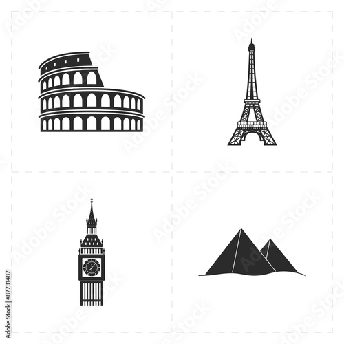 4 flat landmark icons
