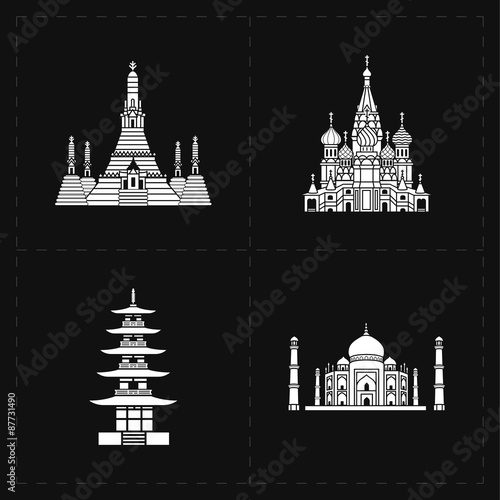 4 flat landmark icons