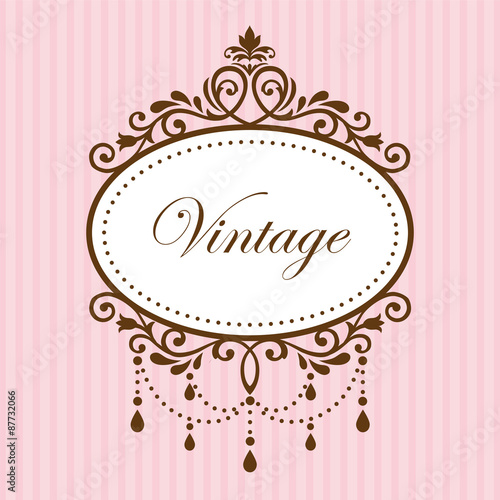 Chandelier vintage border frame on pink background