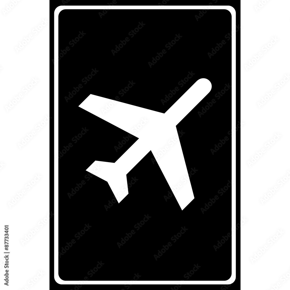 Black sign with commercial airplane icons set great for any use. Vector EPS10.