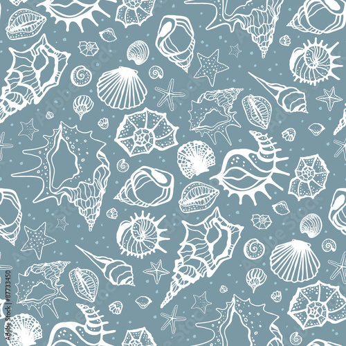 Seamless pattern of Sea shells. 