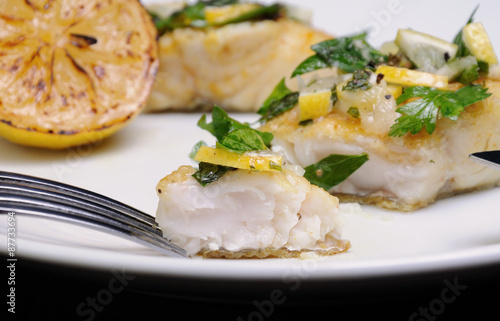 slice of baked fish pike perch
