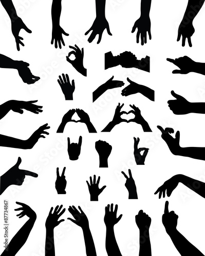Black silhouettes hands, vector