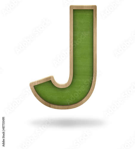 Green blank letter J shape blackboard