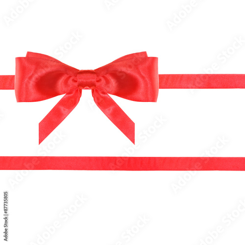 red satin bow knot and ribbons on white - set 24