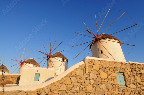 Windmills of Mykonos, famous landmark. Greece. 