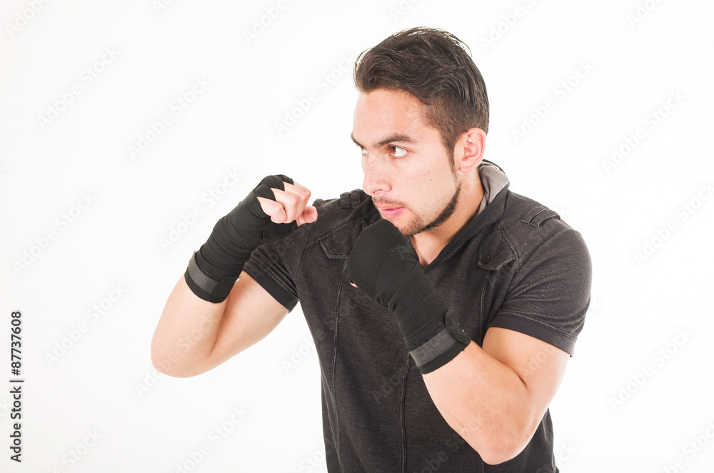 hispanic man martial arts fighter wearing black t-shirt hispanic man martial arts fighter wearing black t-shirt