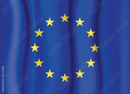 EU FLAG, European Union flag, satin curtain wave flag vector