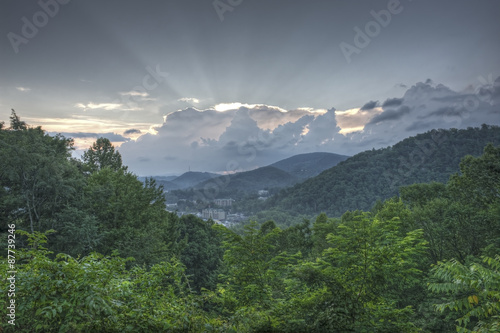Cloudy Morning Sunrise over Gatlinburg  Tennessee