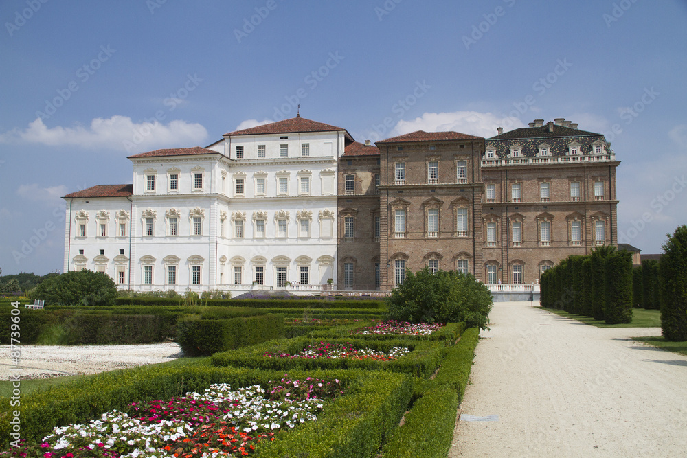 Gardens and rear of the Castle of Reggia di Venaria Reale designed by Juvarra.Near Turin,Italy