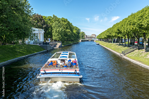 Pleasure boat in the old center of Sankt Petersburg, Russia