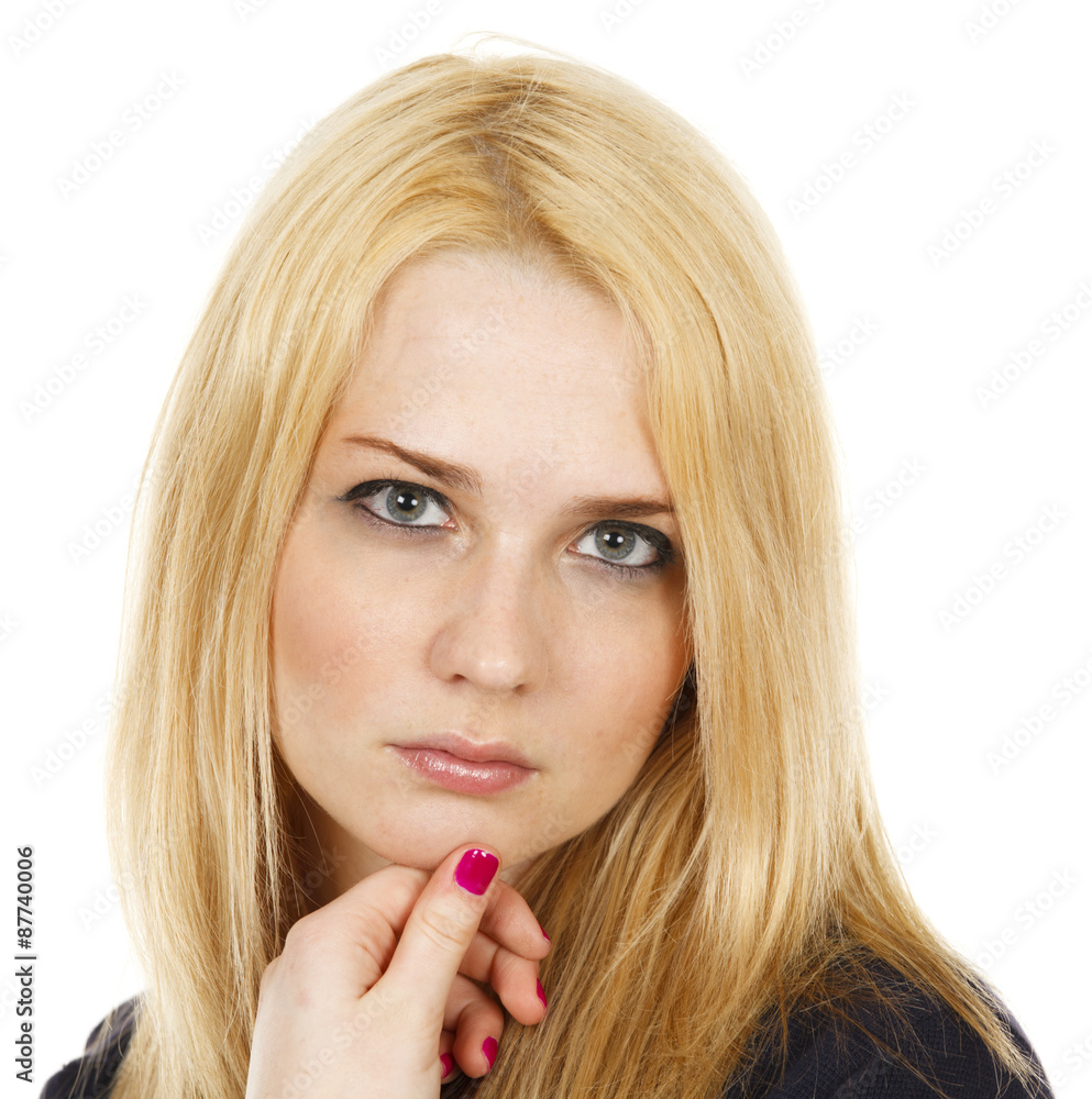 Portrait of an attractive young woman looking at the viewer. Portrait of an attractive young woman looking at the viewer.