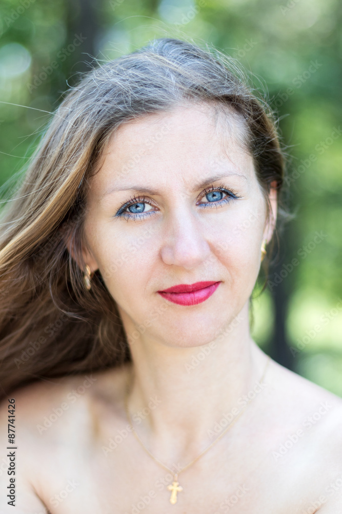 Portrait of a woman with flowing hair Portrait of a woman with flowing hair