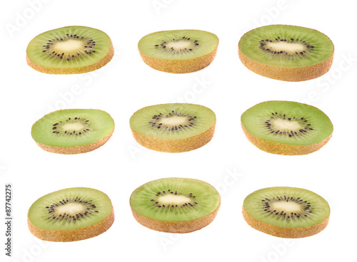 Sliced kiwifruit section isolated