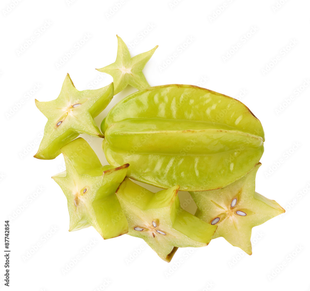 Fototapeta premium Averrhoa carambola starfruit isolated