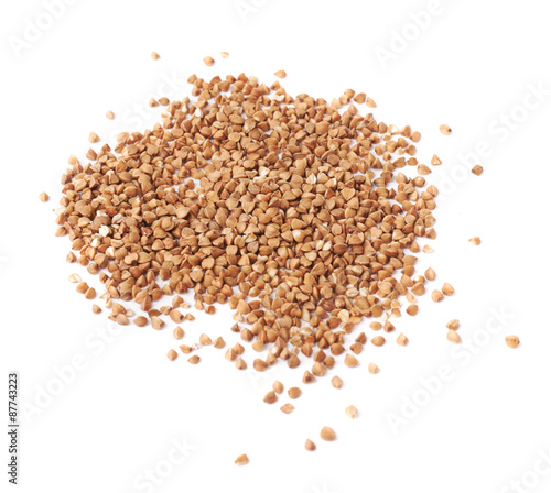 Pile of buckwheat seeds isolated