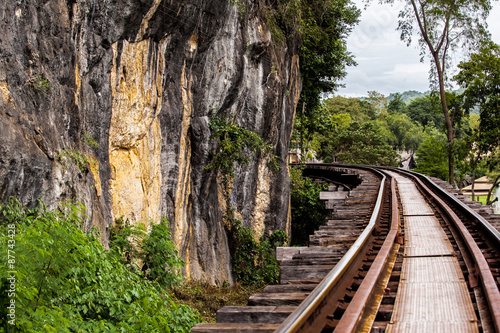 Railroad tracks on a dangerous path