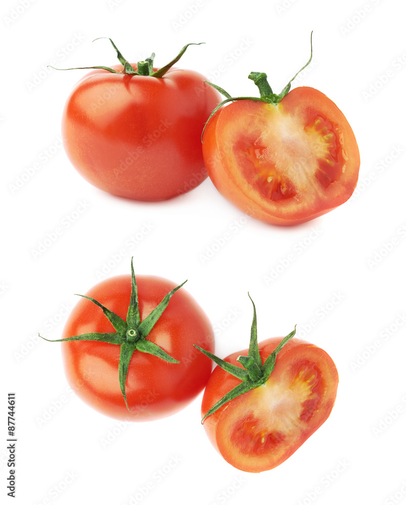 Sliced and cut tomato composition isolated Sliced and cut tomato composition isolated