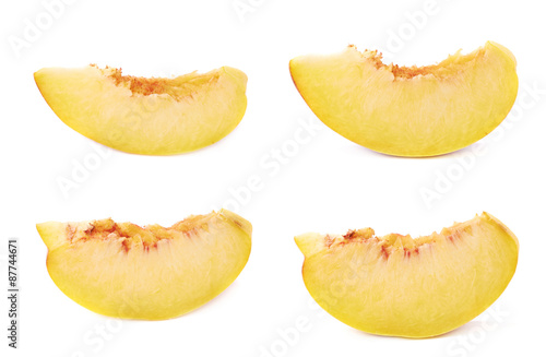 Peach fruit's slice isolated
