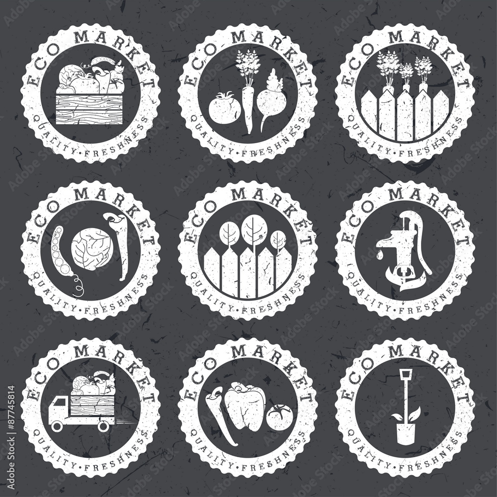 Obraz premium Illustration farmers eco labels. Vector