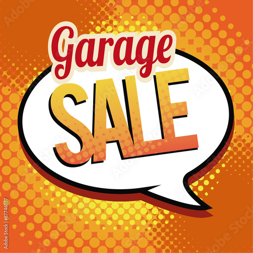 garage sale illustrator over retro background