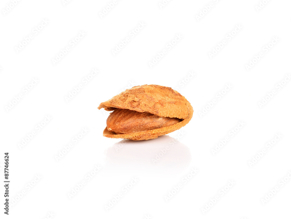 Dried almonds isolated on a white background Dried almonds isolated on a white background