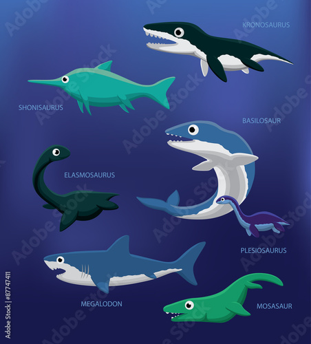 Sea Monsters Cartoon Vector Illustration
