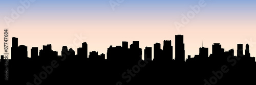 Skyline silhouette of the city of Miami, Florida, USA.