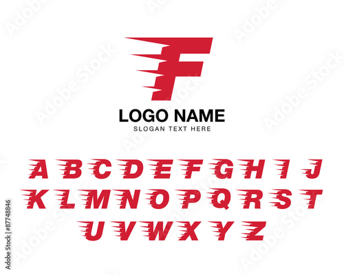 alphabet moving logo set red