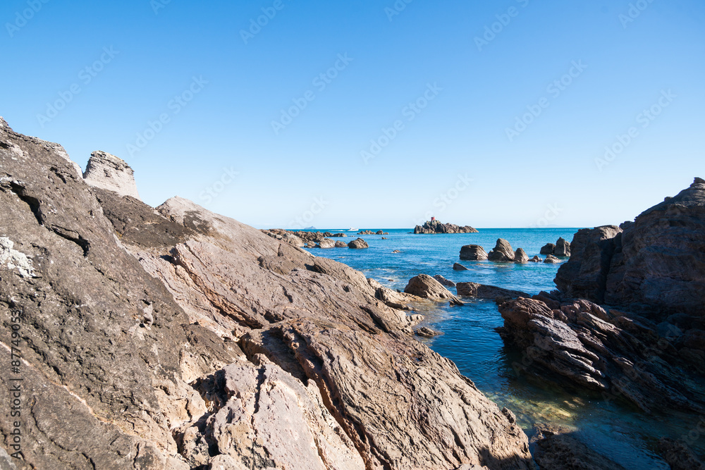 Mount Maunganui, rocky coastline at foot of mount