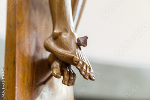 Quadro em tela detail of feet of the Crucifixion of Jesus Christ