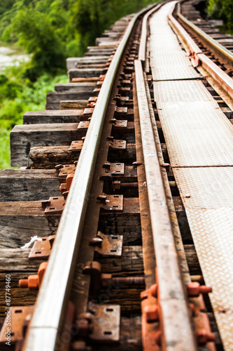 Railway tracks through forest