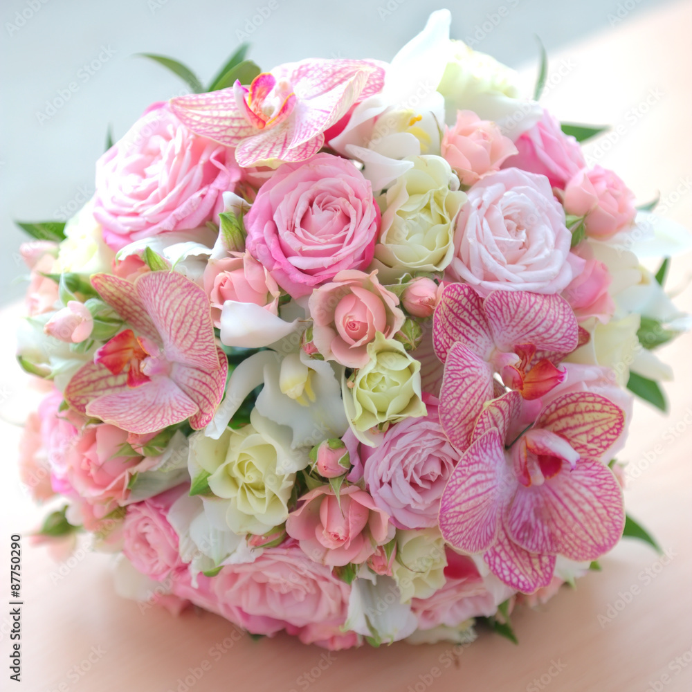 Wedding bouquet of beautiful flowers