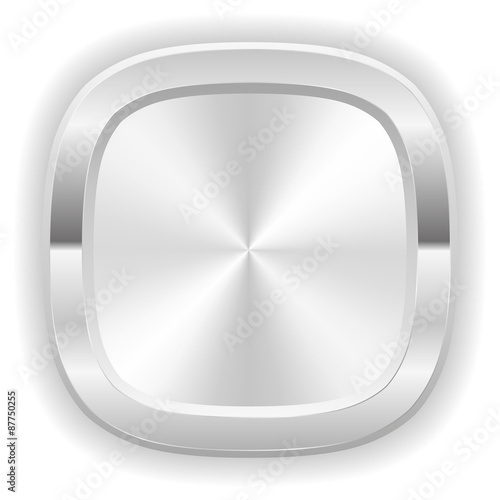 Silver rounded blank vector button on white background 