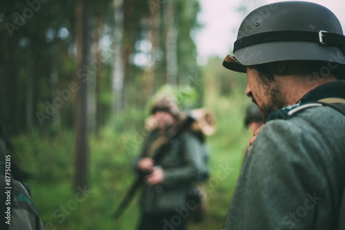 Obraz na plátně Unidentified re-enactor dressed as German soldier during events