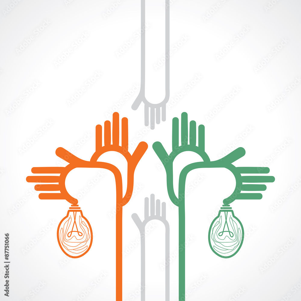 Obraz premium many hands with bulb vector