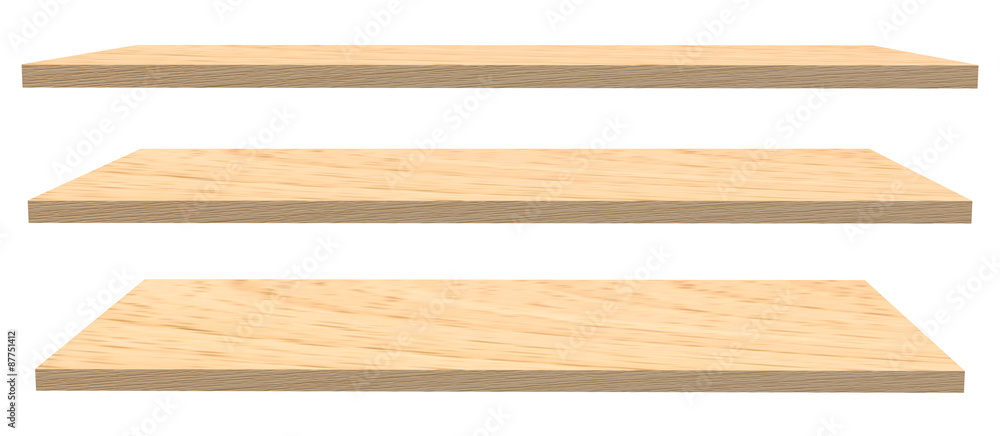 Fototapeta premium Wooden shelves isolated on white