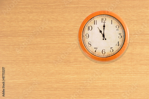 Wallpaper Mural Clock showing 11 o'clock on a wooden wall Torontodigital.ca