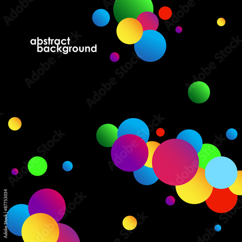 Abstract colorful circles background on black. Vector. Eps 10