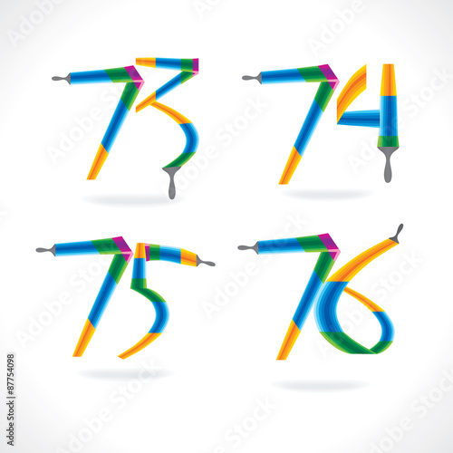 number created with panting brush vector 