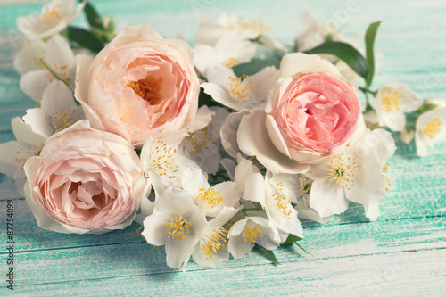 Roses and jasmine flowers