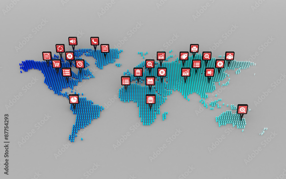 social media icons concept and world map dot social media icons concept and world map dot