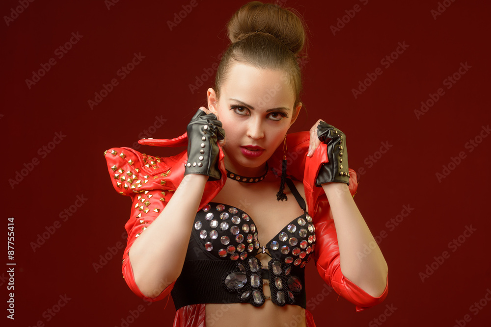 girl in a red leather jacket and gloves
girl in a red leather jacket and gloves